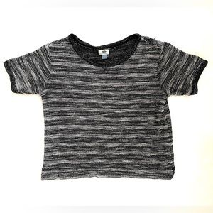 Old Navy Large Striped Knit Textured Short Sleeve Black & Grey Shirt